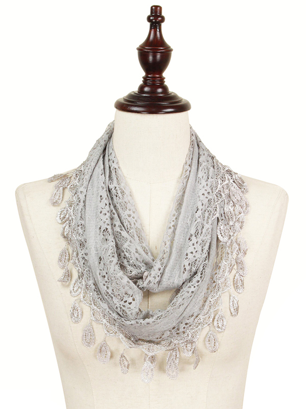 TASSEL DROP SOFT LACE INFINITY SCARF - 100% POLYESTER