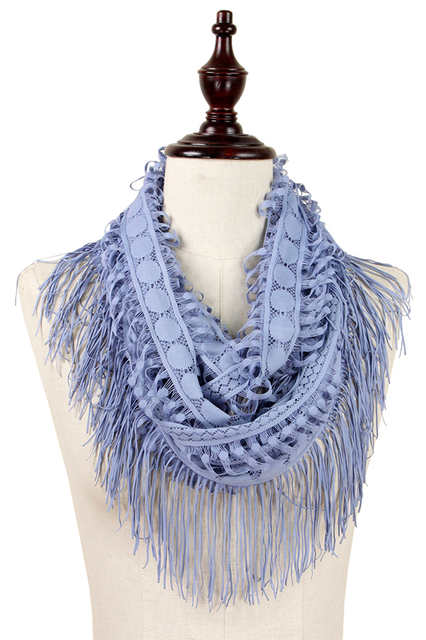 TASSEL DROP LACE INFINITY SCARF - 100% POLYESTER
