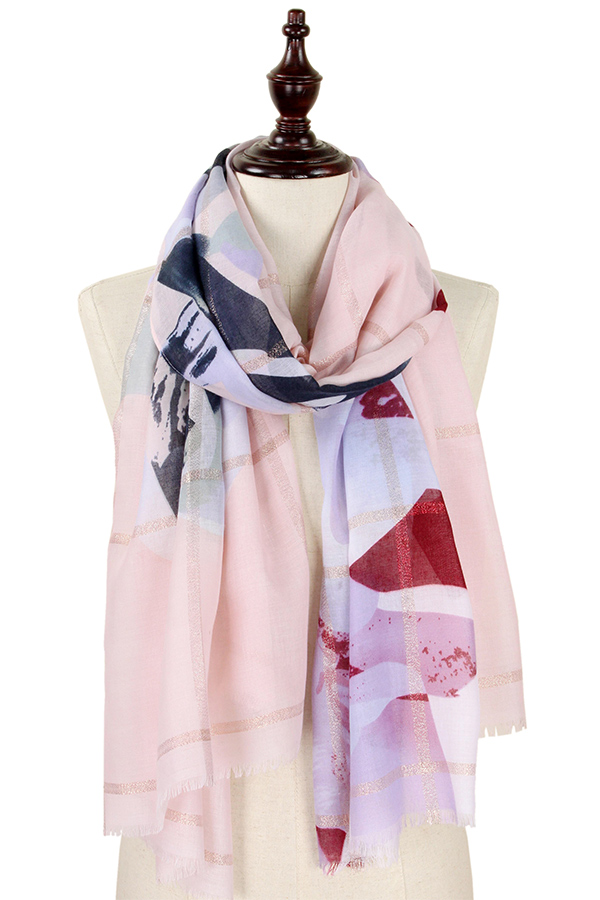 FLOWER PRINT SCARF - 100% POLYESTER