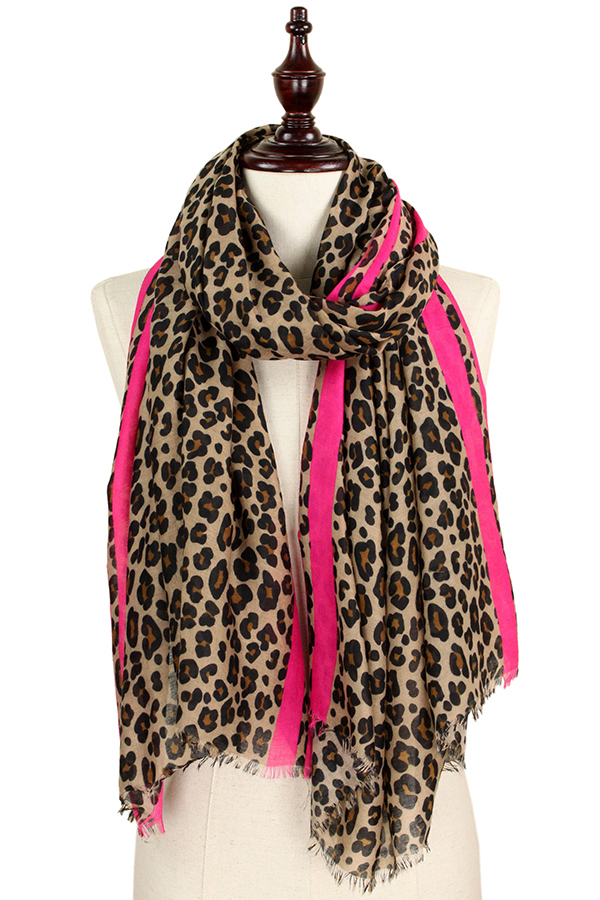 LEOPARD PRINT SCARF - 100% POLYESTER
