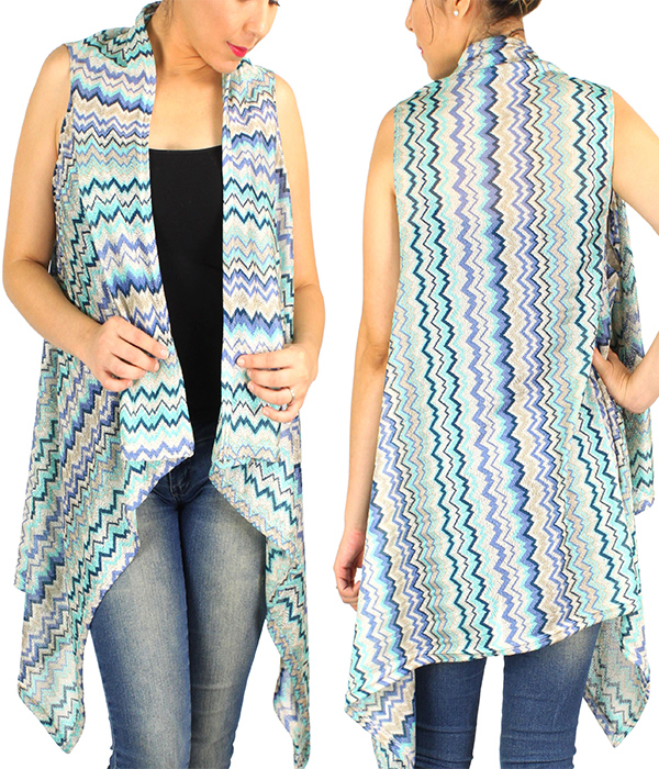 CHEVRON KNIT VEST - 100% POLYESTER