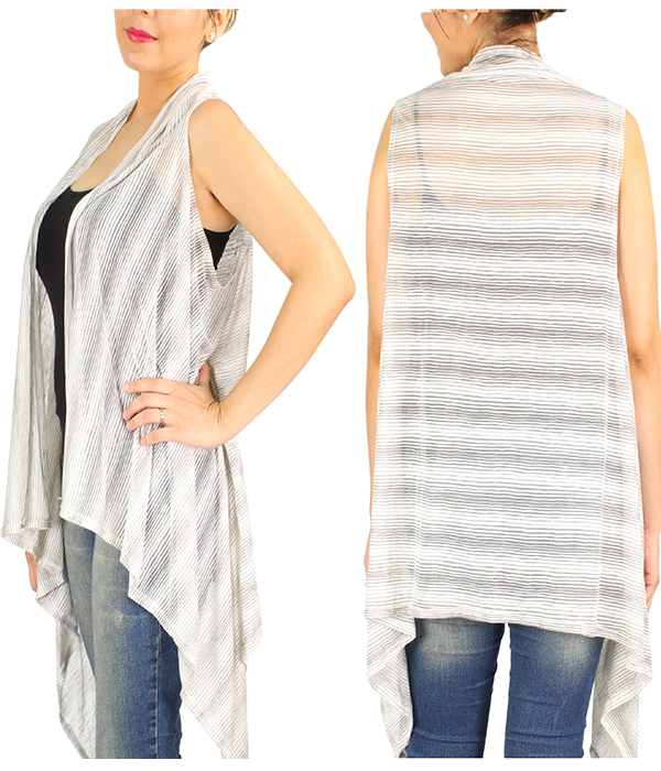 STRIPE JERSEY VEST - 100% POLYESTER