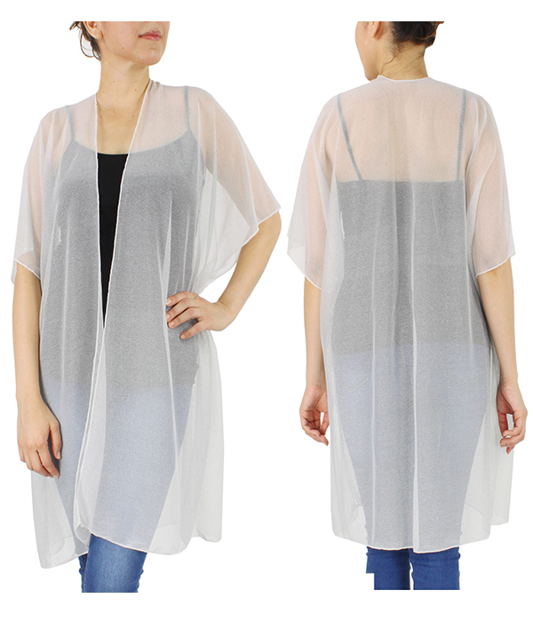 LUREX SHEER KIMONO VEST - 100% POLYESTER