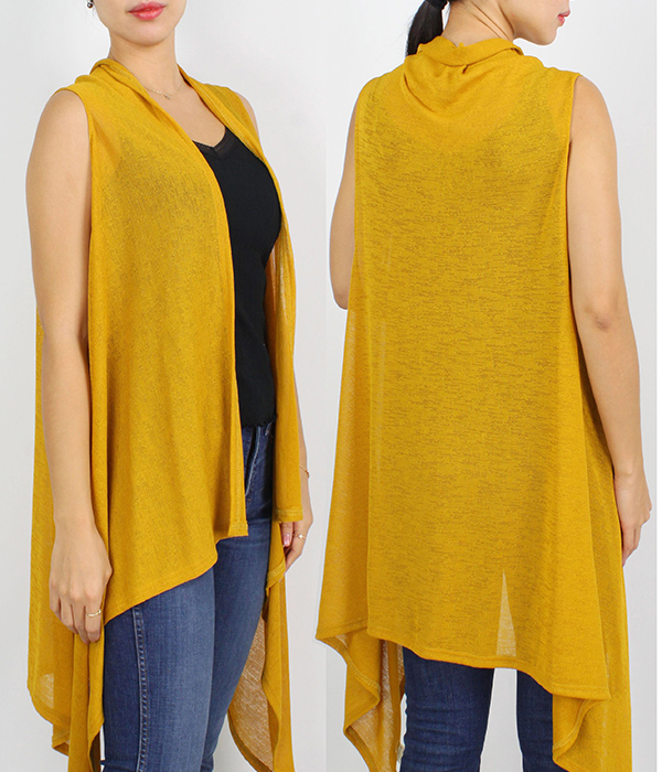 Solid color texture jersey vest - 100% polyester