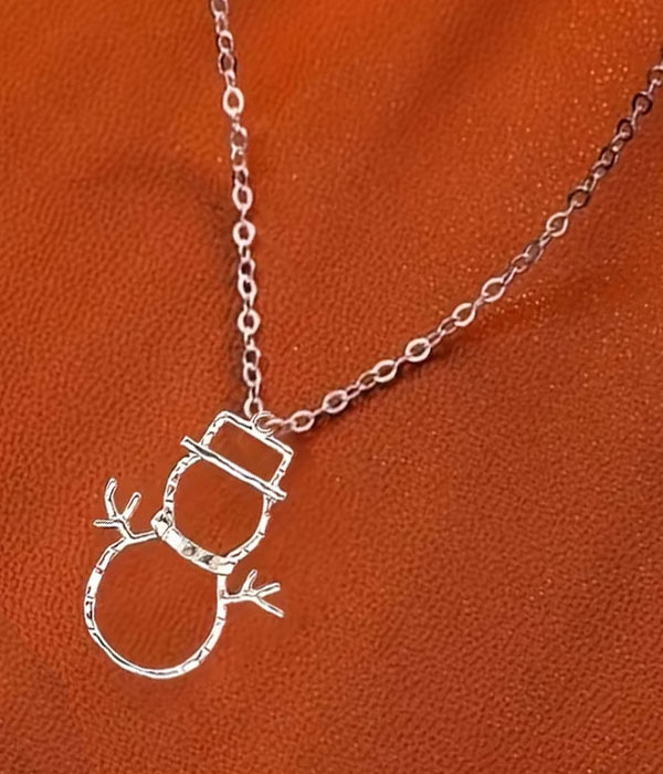 Christmas theme snowman necklace