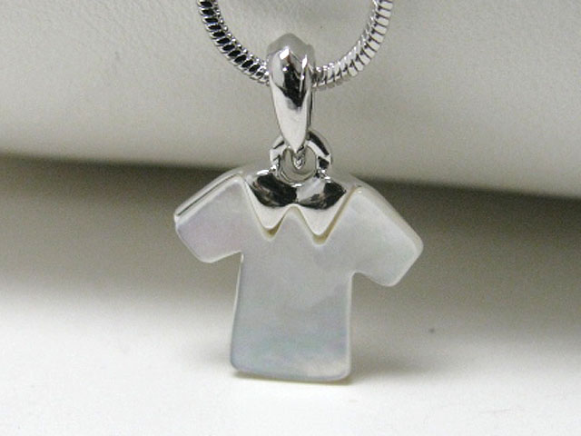 Made in korea whitegold plating mother of pearl t-shirts pendant necklace