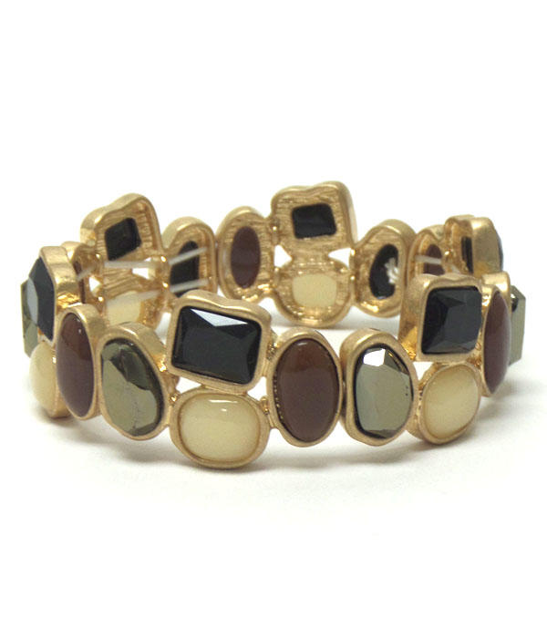 Linked stones with burn silver bracelet