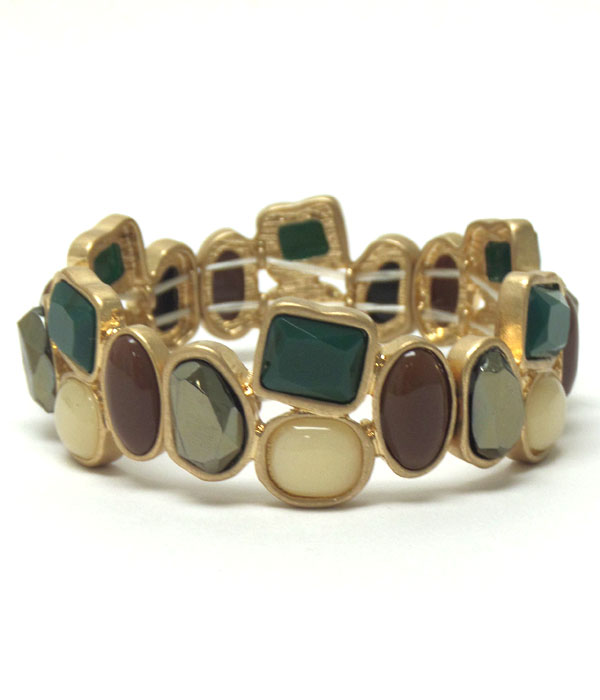 Linked stones with burn silver bracelet