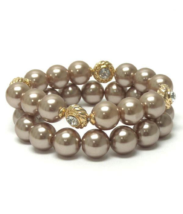 Two pearl with rhinestone bracelets 