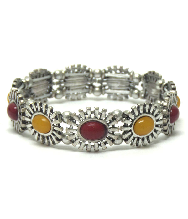 Burn silver with stones bracelet 