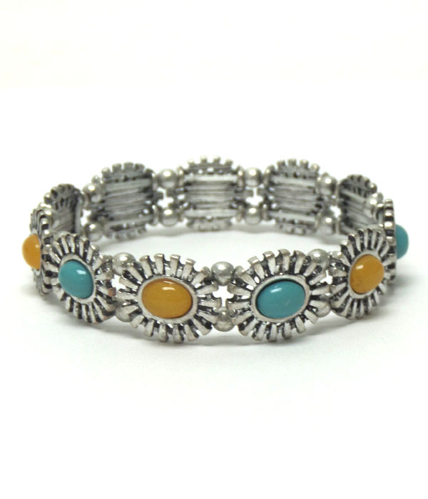 Burn silver with stones bracelet 