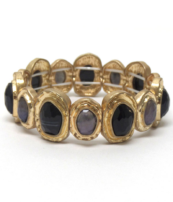 Linked burnish silver stones bracelet 