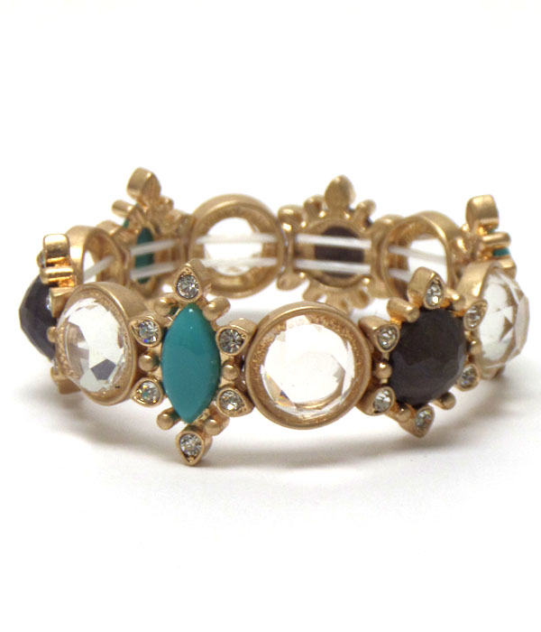 Burn silver crystals and stones bracelt 