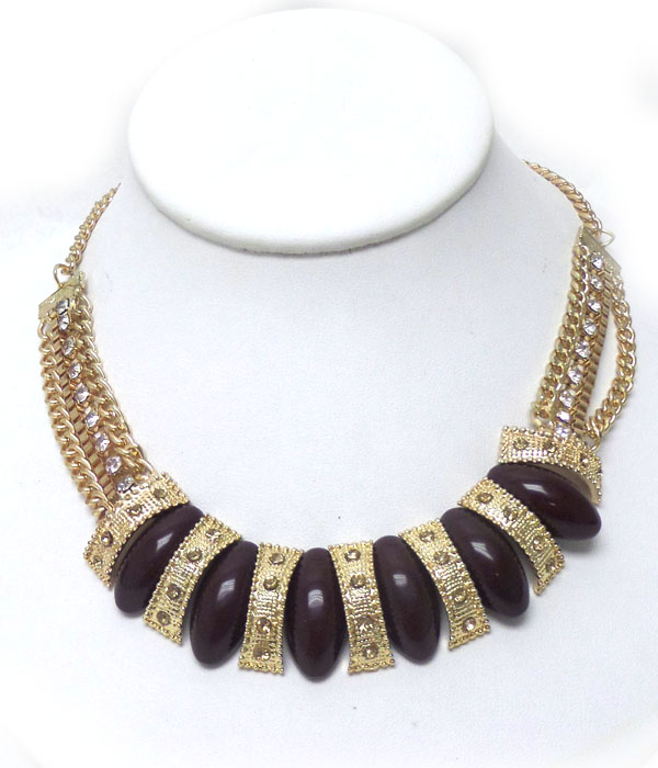 Four layer chain with stones necklace set