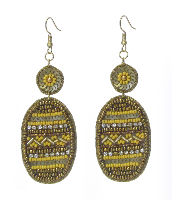 HANDMADE SEQUIN AND SEEDBEAD EARRING