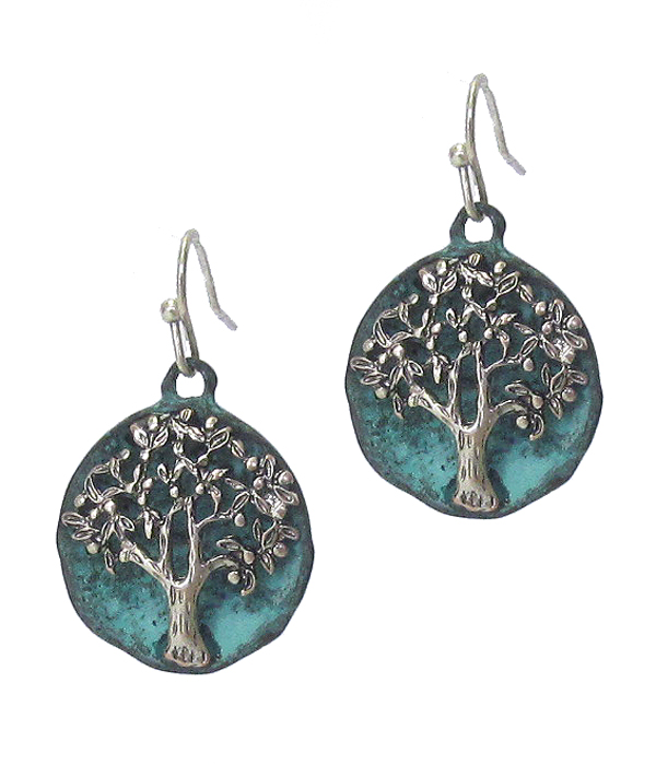 Vintage metal tree of life earring