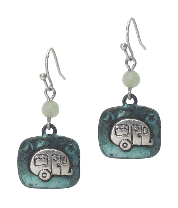 HAPPY CAMPER THEME TEXTURED EARRING