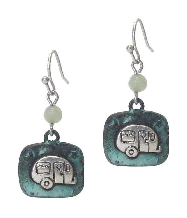 Happy camper theme textured earring