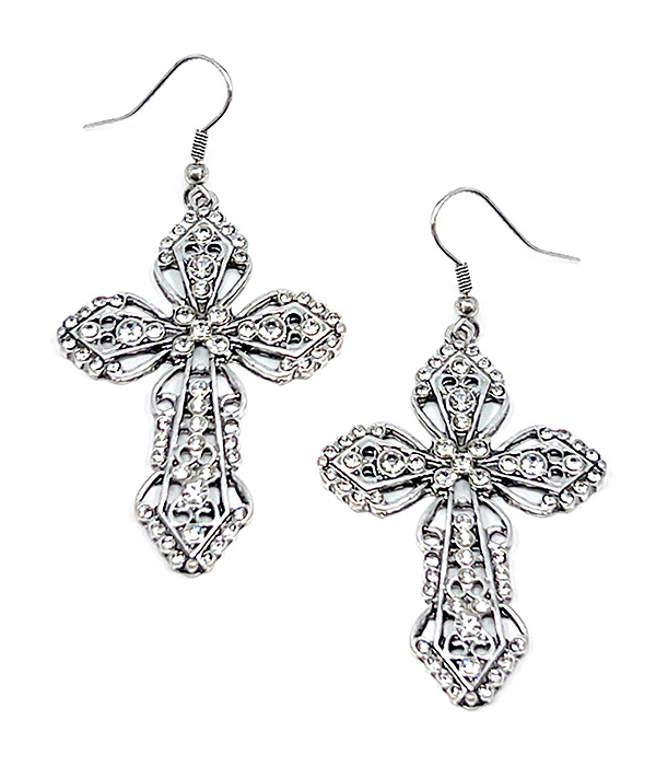 CRYSTAL CROSS EARRING