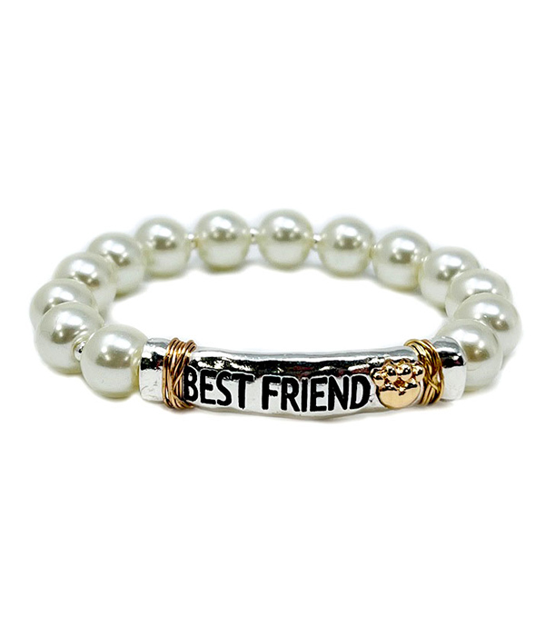 MULTI PEARL INSPIRATION STRETCH BRACELET - BEST FRIEND