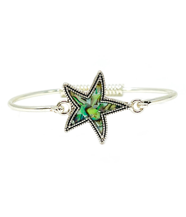 SEALIFE THEME ABALONE WIRE BANGLE BRACELET - STARFISH