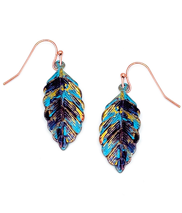 METAL FEATHER EARRING