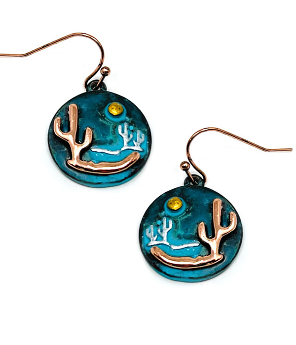 Cactus and moon landscape earring