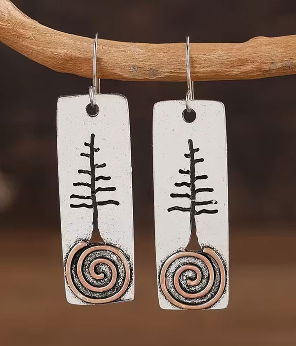 Retro bohemian bar earring - tree