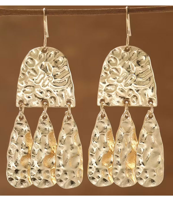 Geometric hammered metal earring