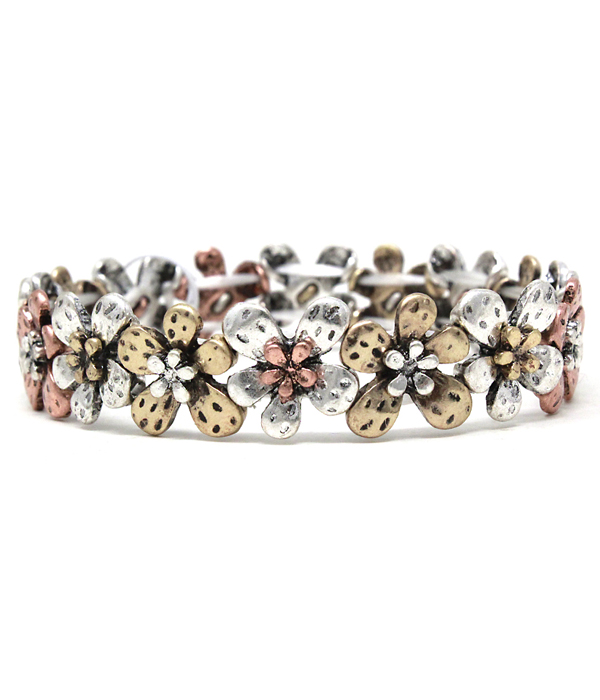 Vintage metal flower stretch bracelet