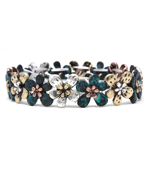Vintage metal flower stretch bracelet