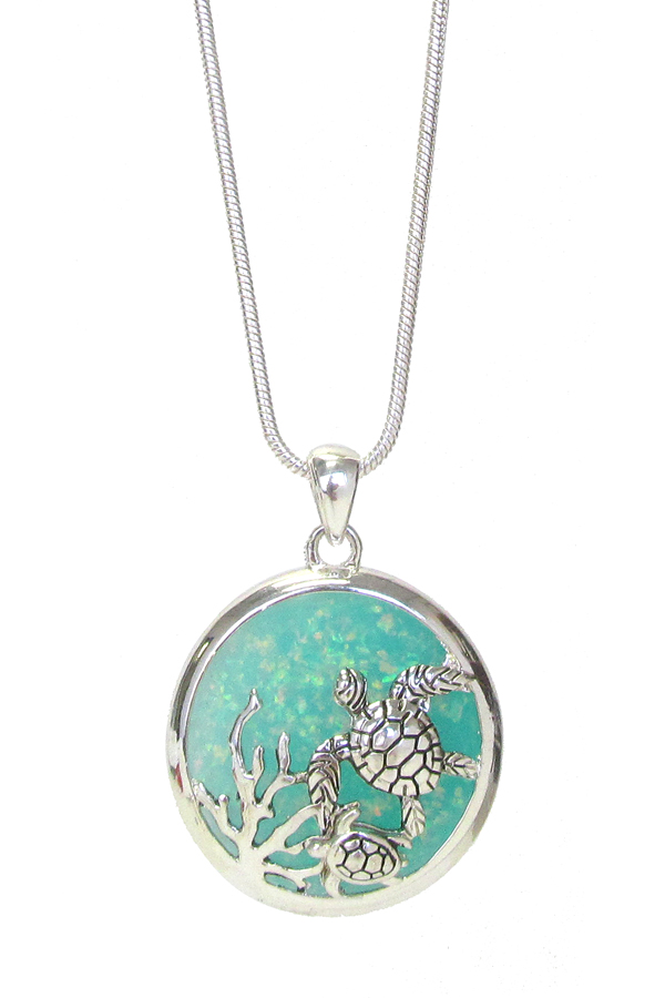 Sealife theme opal necklace - turtle