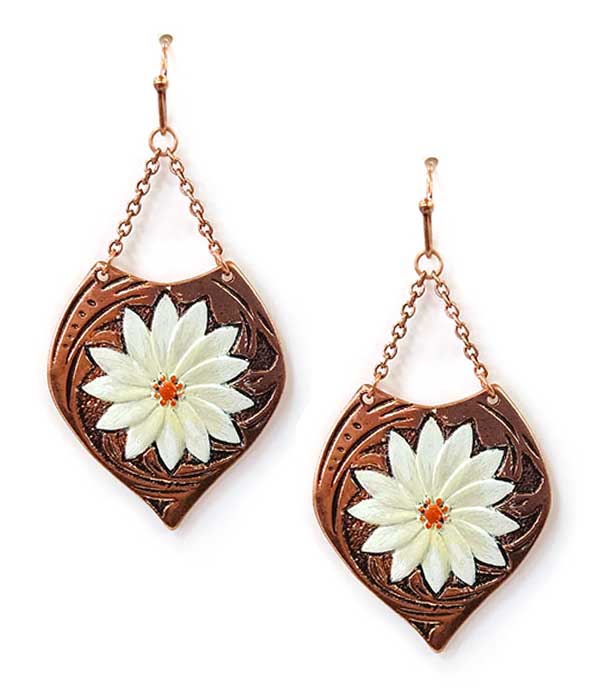 FLOWER PAINT DANGLE DROP EARRING