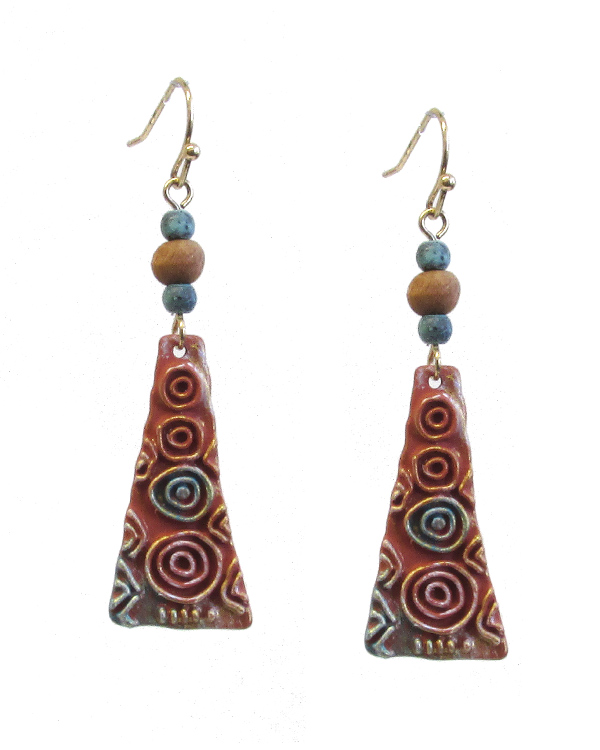 BOHO STYLE HAND PAINTED METAL BAR DROP EARRING