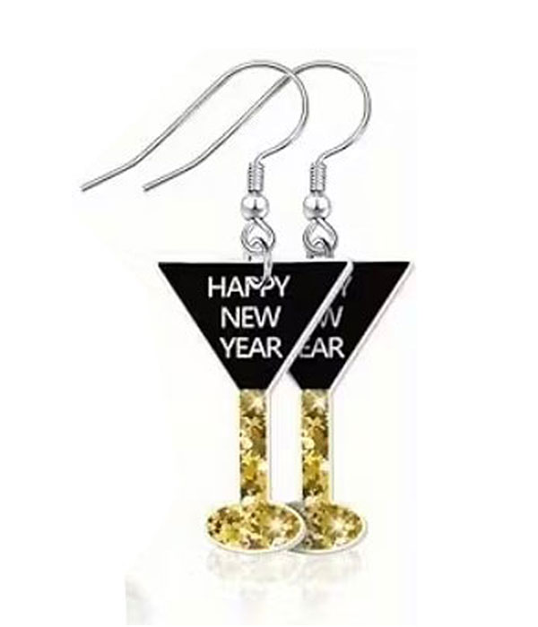 New year theme acrylic earring - cocktail