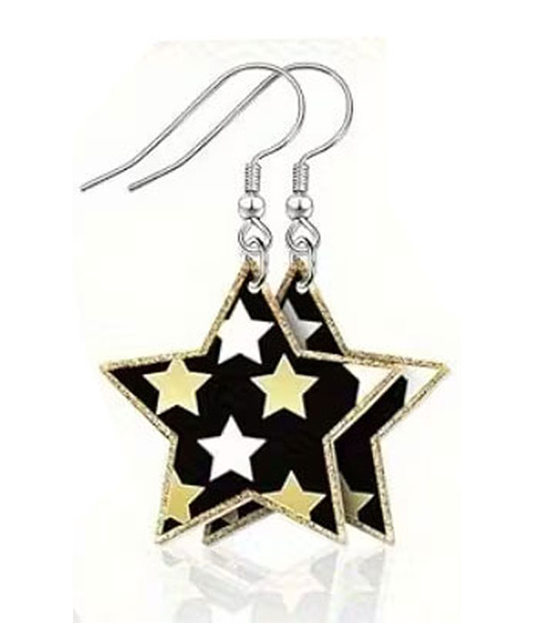 New year theme acrylic earring - star