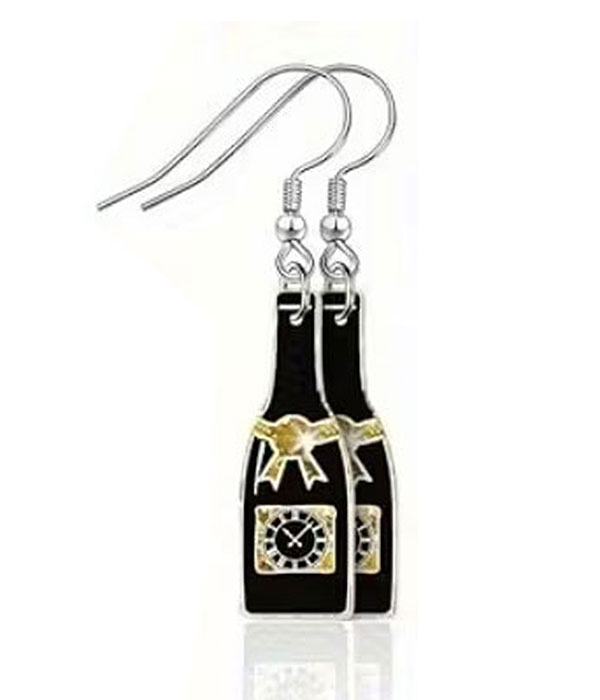 New year theme acrylic earring - champaign