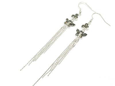 Long tail drop crystal butterfly earring