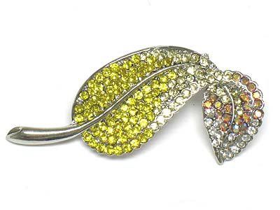 Boutique style detail crystal deco leaf brooch