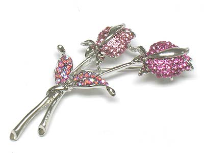 Crystal flower brooch