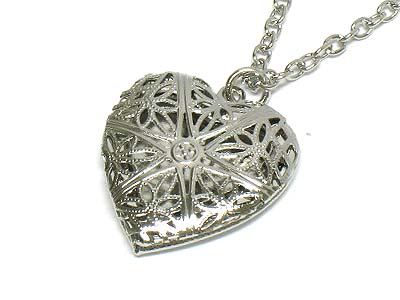 Filigree heart locket necklace