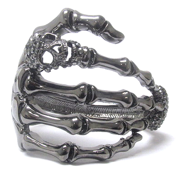 Crystal  skull and heart  skeleton hinge bangle -halloween