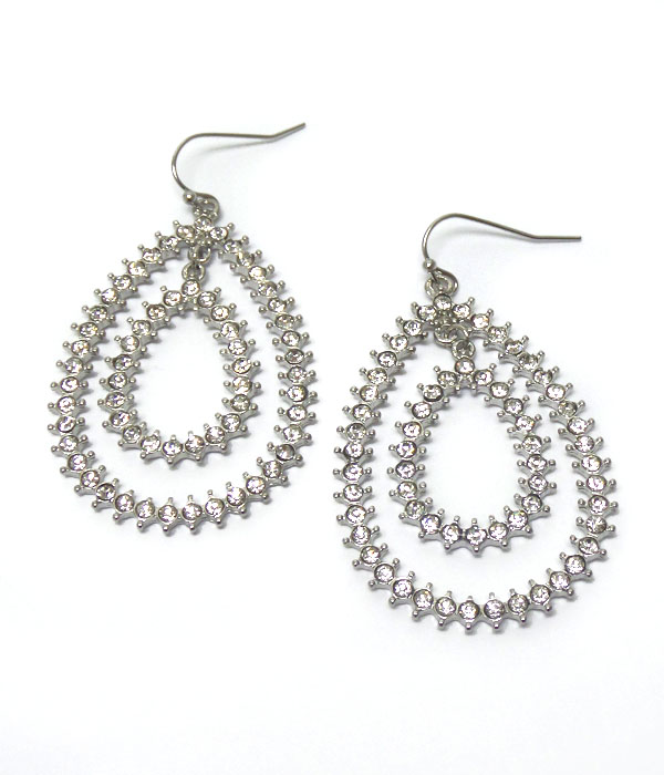 Double crystal teardrop hook earrings