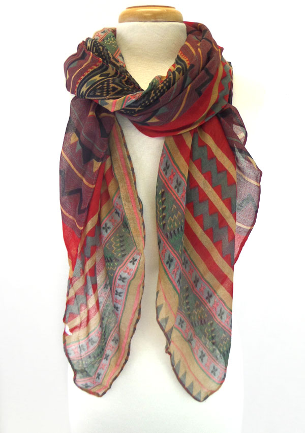 Multi color abstractive pattern scarf