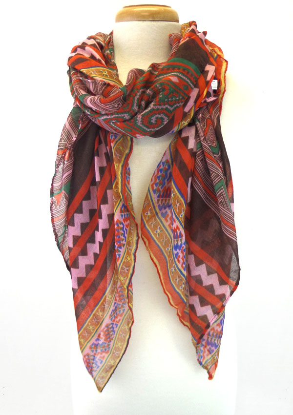 Multi color abstractive pattern scarf