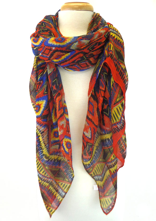 Multi color abstractive pattern scarf