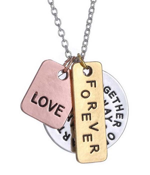 Together or apart you are always in my heart triple layer pendant necklace