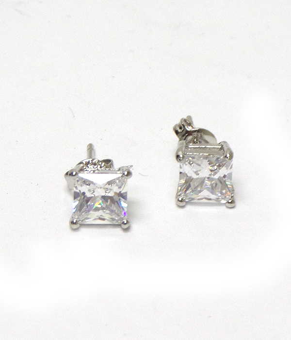 Crystal square quartz style stud earrings 