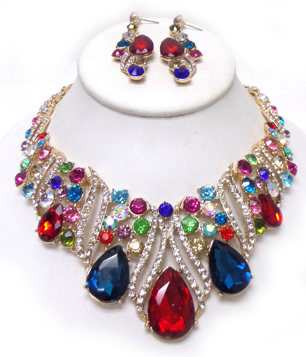 Luxury class victorian style and austrian crystal  party necklace set