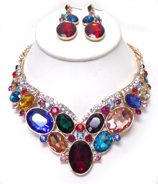 Luxury class victorian style and austrian crystal  party necklace set